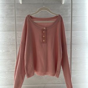 American Eagle Waffle Cropped Long Sleeve